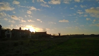 Silhouette of the village of Cley