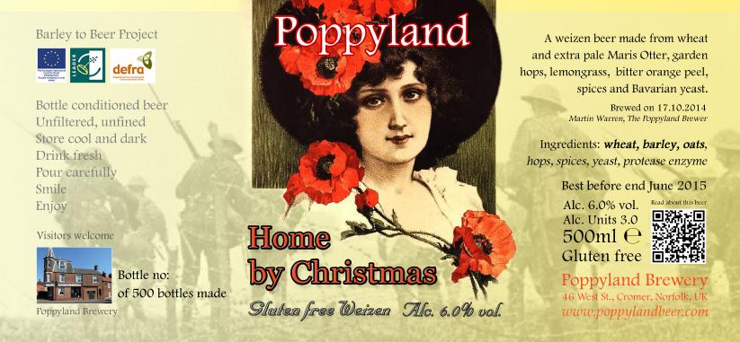 Poppyland bottle label Home by Christmas